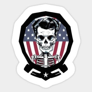 Fun Rockabilly Patriotic Skeleton Sticker